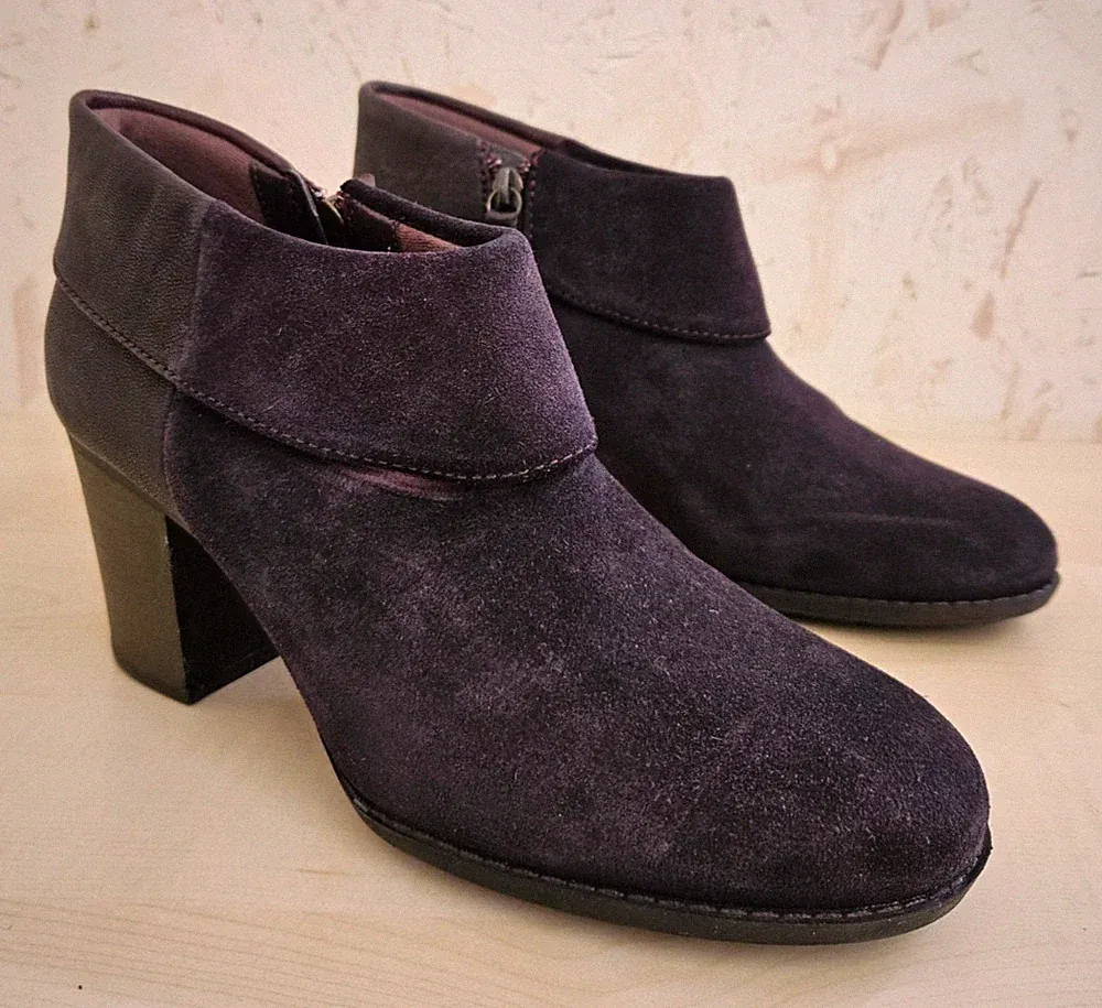 Clarks Damen Blockabsatz Wildleder Stiefel (aubergine lila pflaume) seitlicher Reißverschluss, UK 5,5
