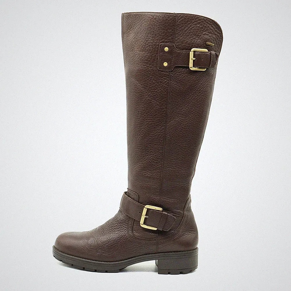 Clarks Damen Stiefel Braun Leder Kniehoch Reißverschluss, Bequem EU 39