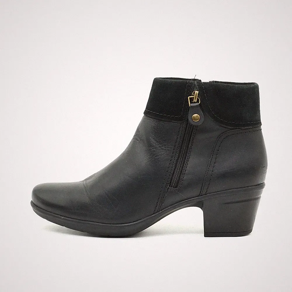 Clarks Damen Stiefel Schwarz Leder, Wildleder Knöchel Kurzschaftstiefel EU 39