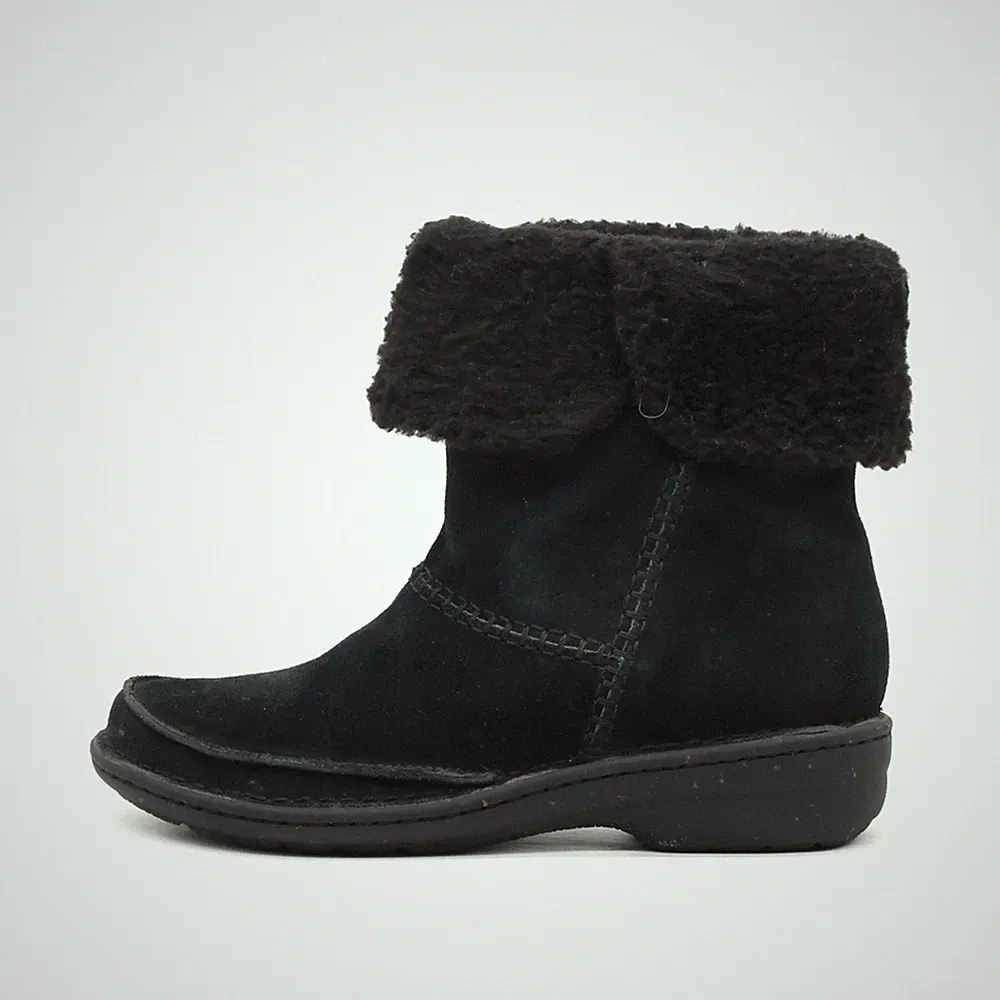 Clarks Damen Stiefel Schwarz Wildleder Kurzschaft Winterstiefel EU 39.5