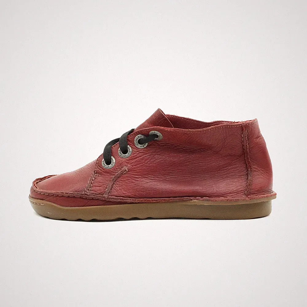 Clarks Damen Unstructured Halbschuhe Rot Leder Laufsohle Schnürschuhe EU 39.5