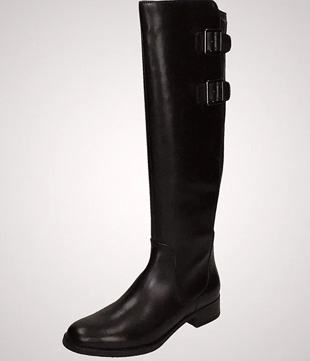 Clarks Netley Ride Damen Schwarz Leder Lang Stiefel Gr. UK 3 D EUR 35,5