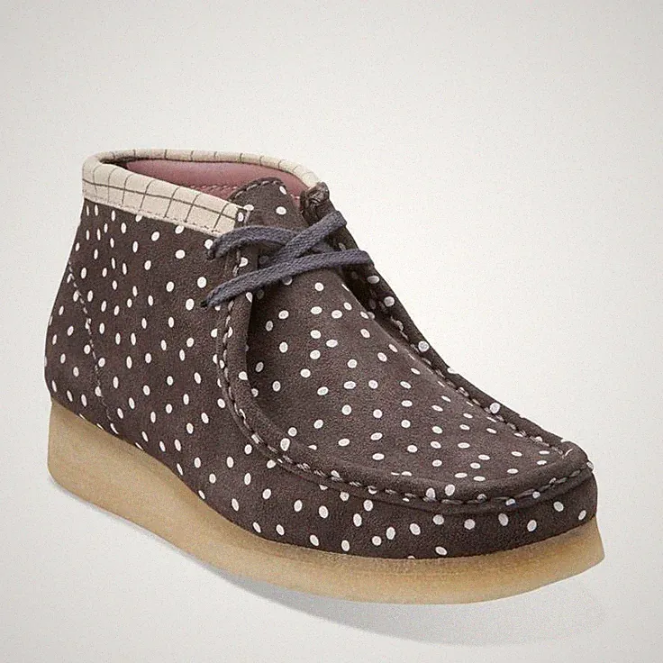 Clarks Originals Damen Wallabee Boots Grau-Weiß Lea UK 4,4.5,5 D