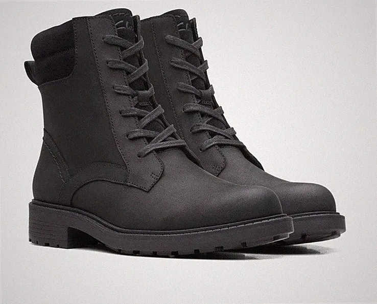 Clarks Orinoco 2 Spice Damen Schwarz Leder Stiefel Größe UK 3 D EU 35,5