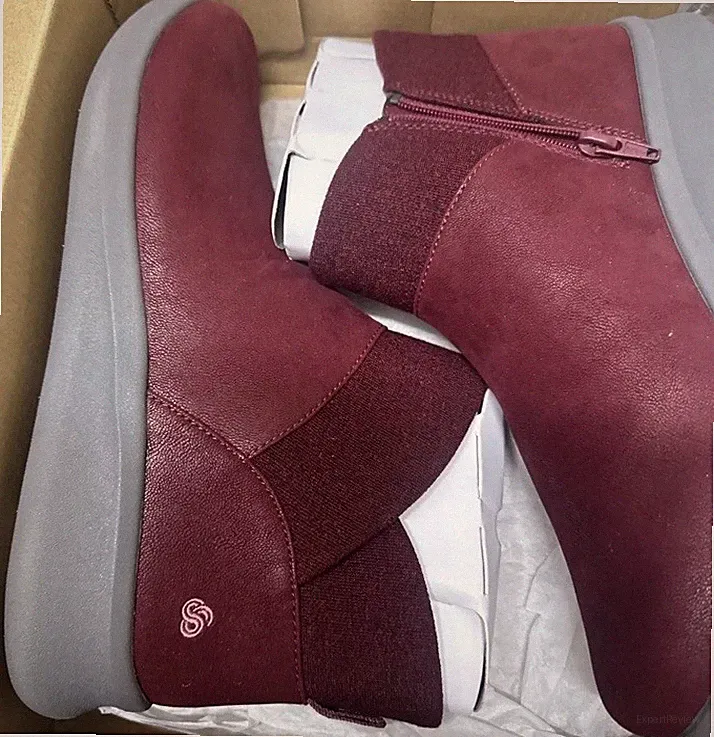 Clarks Sillian 2.0 Dusk Damen Maroon Textil Stiefel UK Größe 4 D EUR 37.