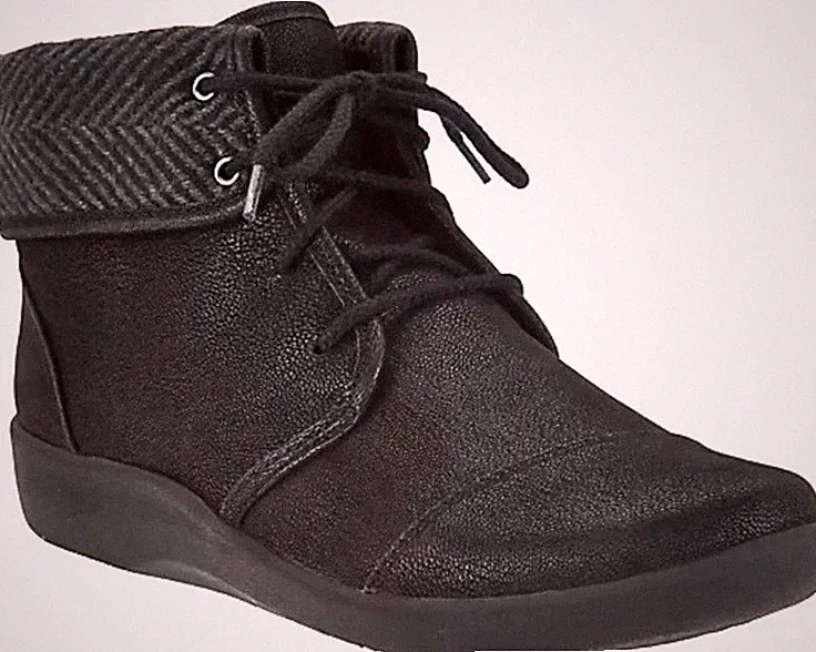 Clarks Sillian Frey Damen SCHWARZ Textil STIEFEL UK Größe 3 D EUR 35,5