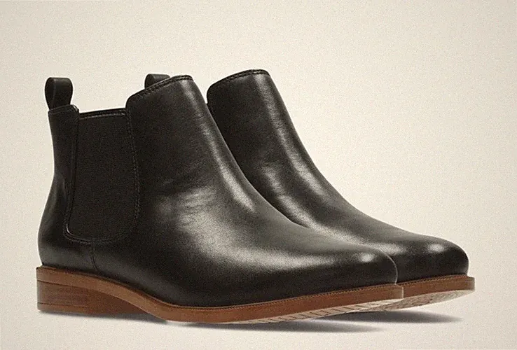 Clarks Taylor Shine Damen Schwarz Leder Chelsea Boots Uk Größe 3 E EUR 35,5