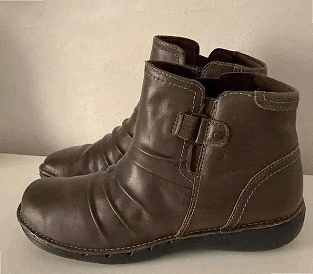 Clarks Un Loop Top Damen dunkelbraune Leder Stiefeletten UK Größe 3,5 E EU 36.