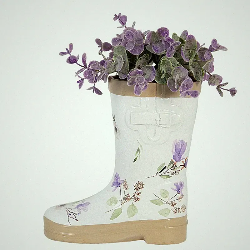 Clayre & Eef Blumentopf Vase Gummistiefel Deko Landhaus 17x8x18 cm #2022185