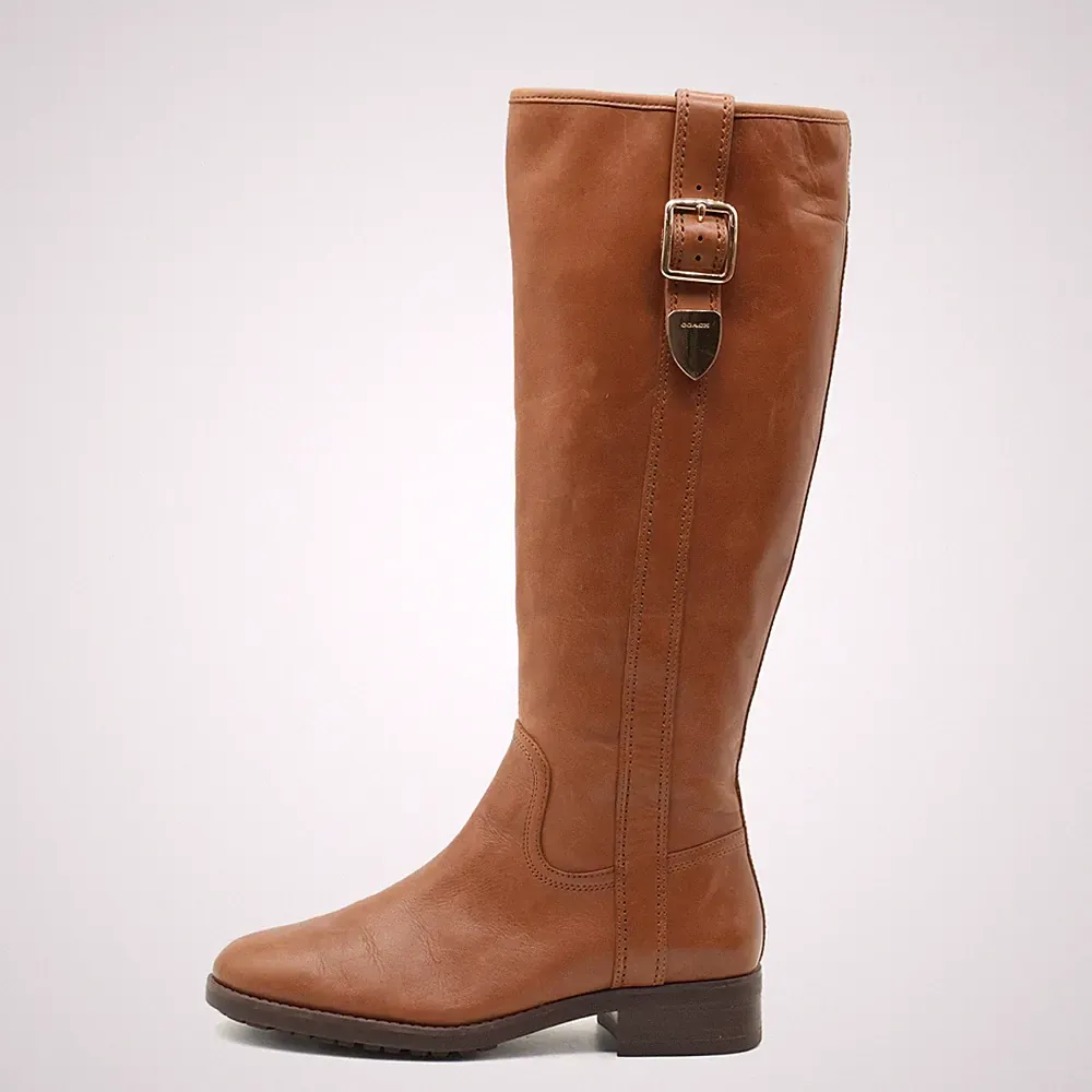 Coach Damen Easton Stiefel Braun Leder Kniehoch Rutschfest Reitstiefel EU 36