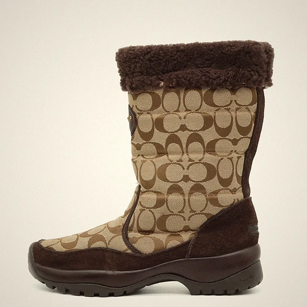 Coach Damen Signature Winterstiefel Braun Textil, Wildleder Sohle Stiefel EU 39