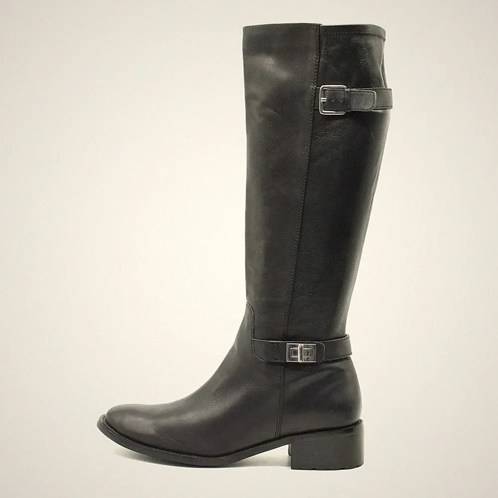 Cole Haan Nike Damen Air Reitstiefel Stiefel Schwarz Leder Kniehoch Sohle EU 38