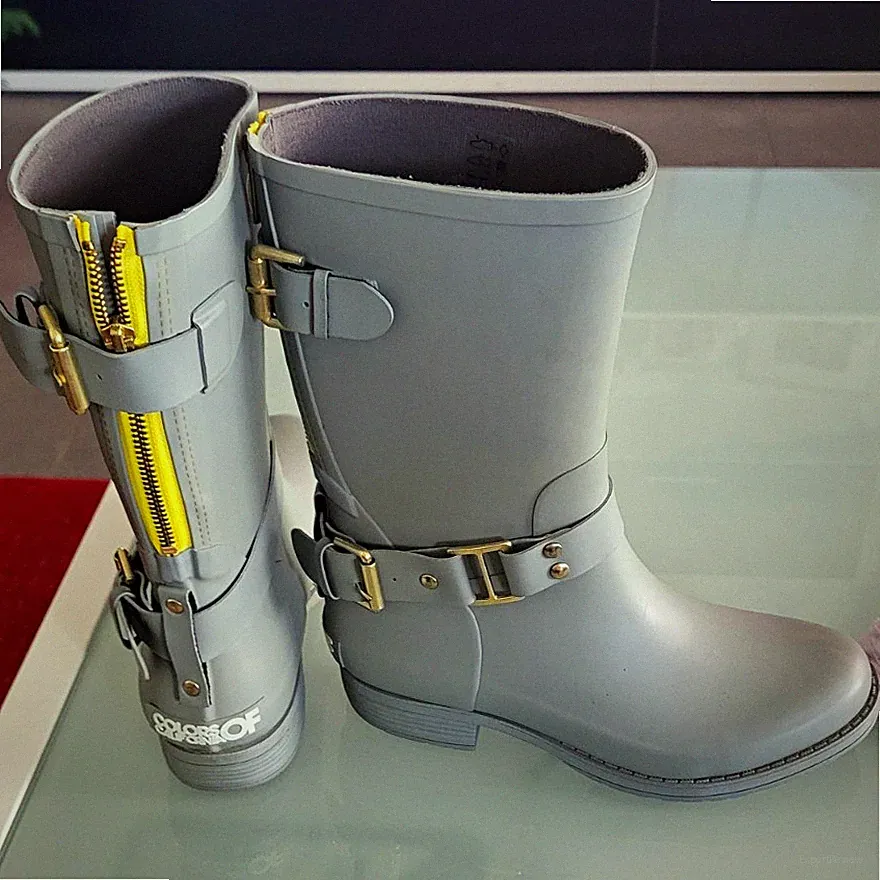 Colors of California Gummistiefel Grau/Gelb Reißverschluss EU 37