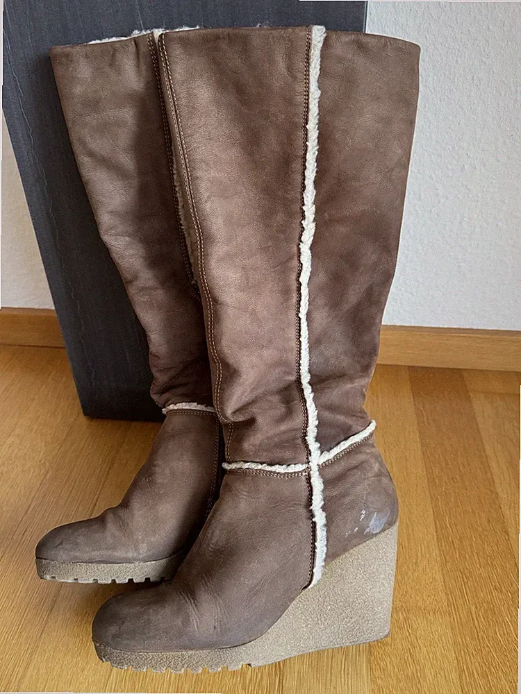 Comma warme Winterstiefel mit Plateau Sasha Shearling Boot Größe 40 Langschaft