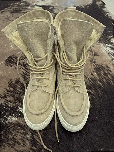 Common Projects Tournament High-Top-Sneakers Shearling Wildleder beige Boots 38