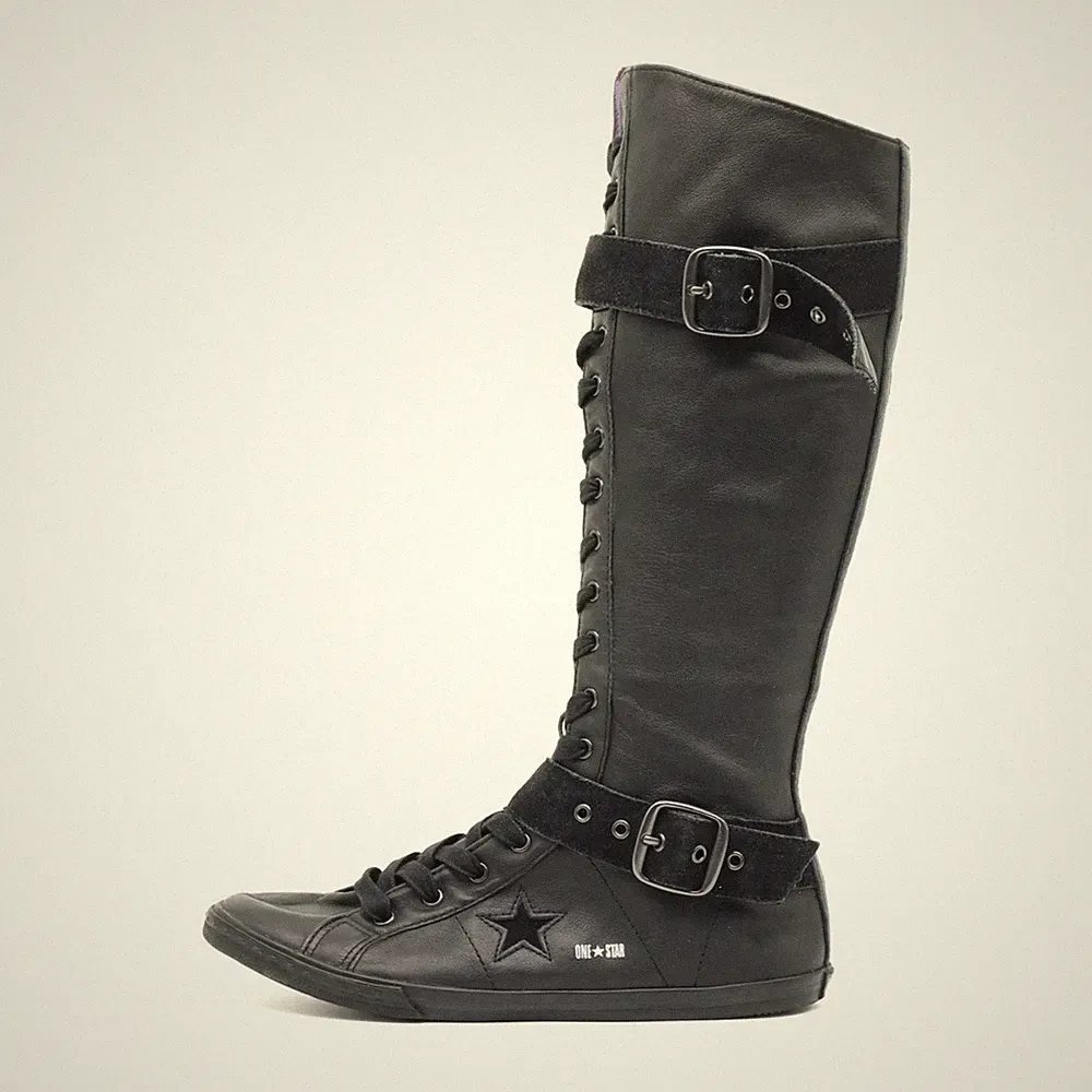 Converse Damen One Star Stiefel Schwarz Leder Halbschaft Schnalle EU 39
