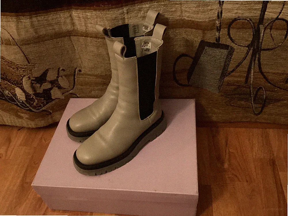 COPENHAGEN STIEFEL DAMEN GR.39 ECHT LEDER GRAU GUMMI MIT KARTON