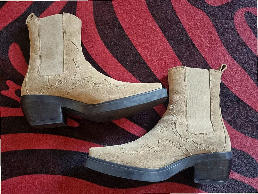 ❤️ COPENHAGEN STUDIOS Western Boots Stiefel 315€ Stiefelette Nubuk 41 sand camel