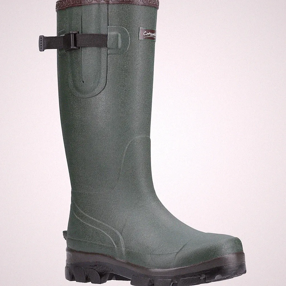 Cotswold Herren Stiefel - Gehöft Schnalle Verschluss Gummistiefel IN Grün, 4-12
