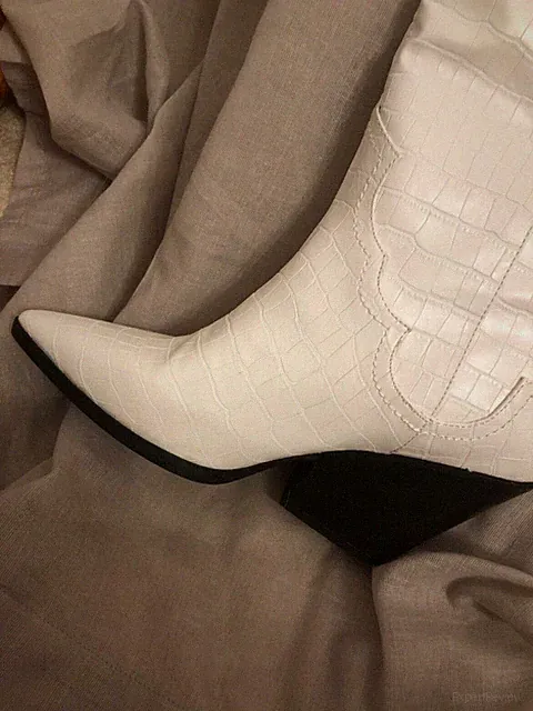 Cowboy Boots Kroko Weiss
