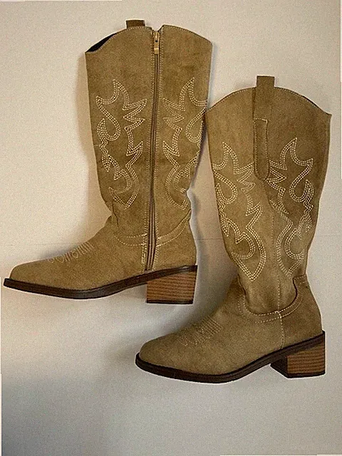 Cowboystiefel von Breuninger, beige, velours, vegan, Größe 36, neu!