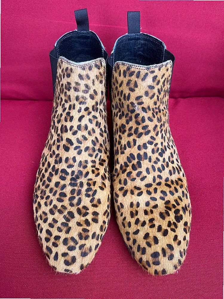 Cox Chelsea Boots Stiefelette Echtfell Leoprint Gr. 40 guter gebrauchter Zustand