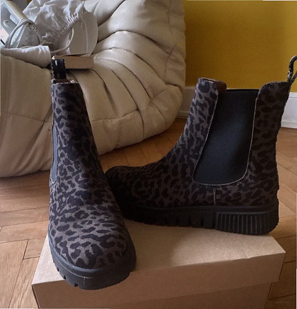Crickit Chelsea Stiefel Damen 39 Wildleder Leopardenmuster Schwarz Braun