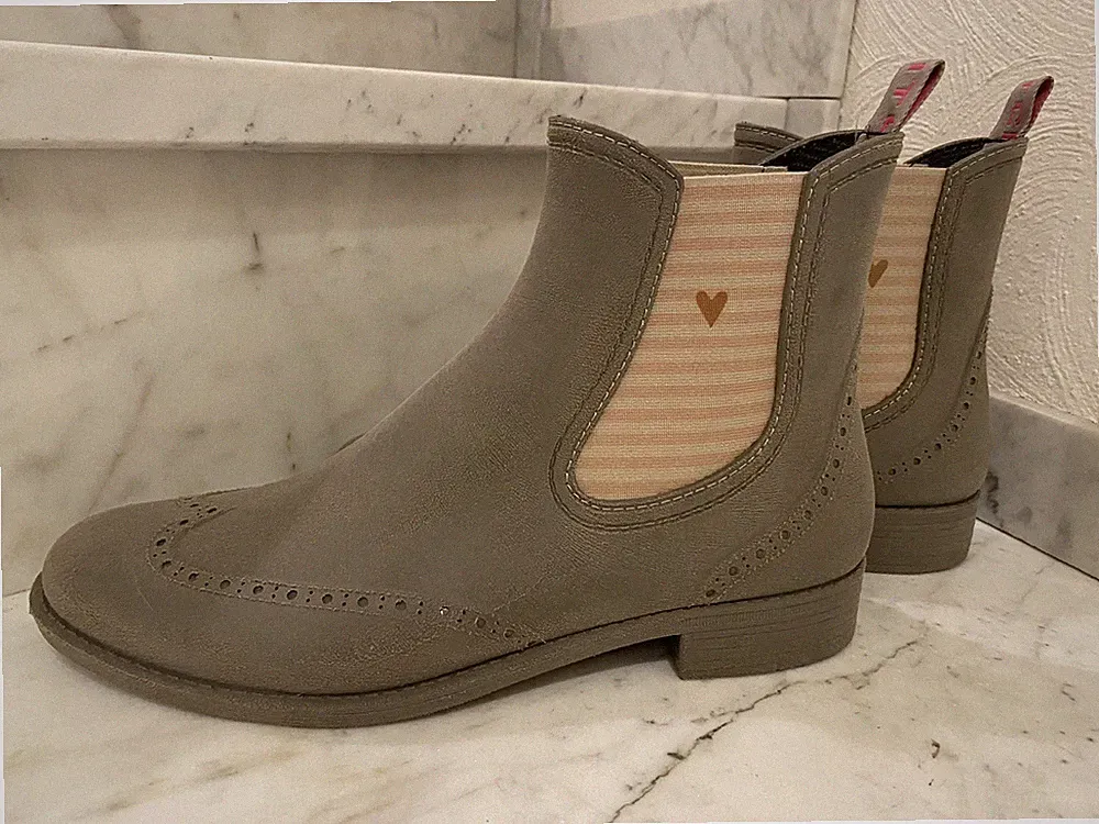 CRICKIT - LILY Grau mit Streifen +Herzchen - Gummistiefel · Chelsea Boot Gr 40