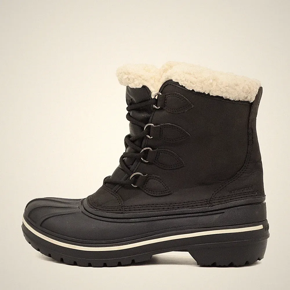 Crocs Damen 203430 Stiefel Schwarz Synthetik Mittel Winter Winterstiefel EU 36,5