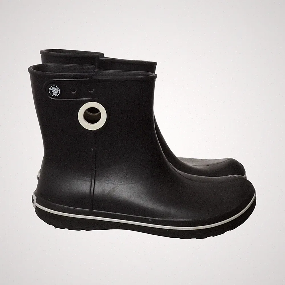 Crocs, Kurze Gummistiefel, Größe: 39/40, Schwarz/Weiß, Polyurethan, Damen #Eel