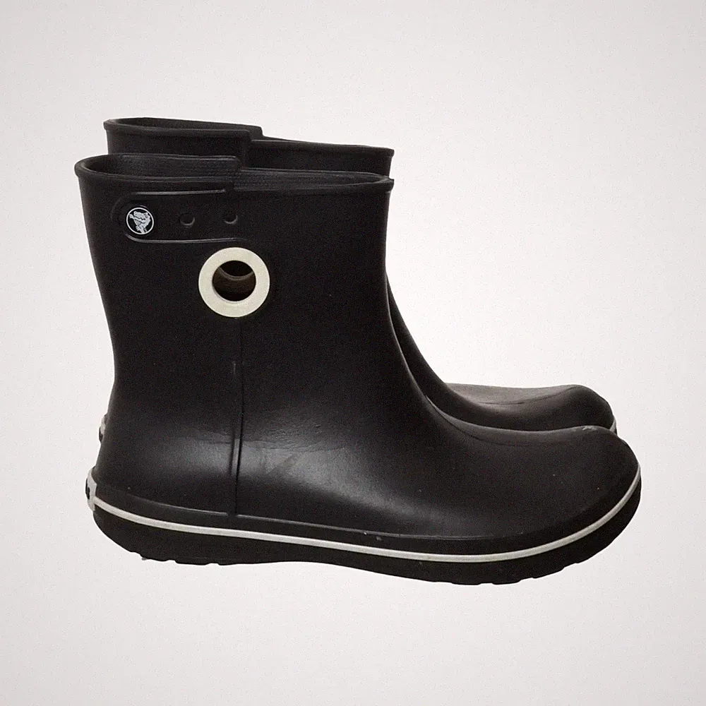 Crocs, Kurze Gummistiefel, Größe: 39/40, Schwarz/Weiß, Polyurethan, Damen #Eel