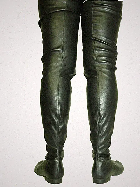 Crotch kunstleder flach Schwarz stiefel Gr. 43 - 48 RV, neu, flach Absatz