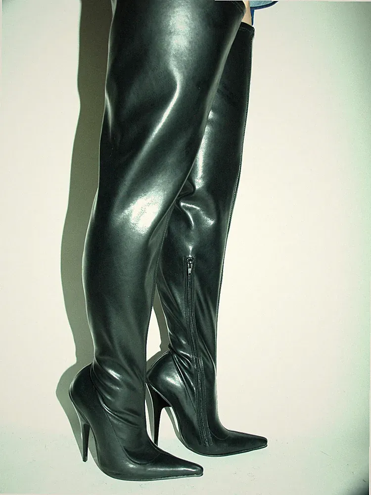 Crotch Kunstleder Schwarz, Gr. 40 - 47 RV, neu, 14 cm Absatz, Länge 95 cm PL