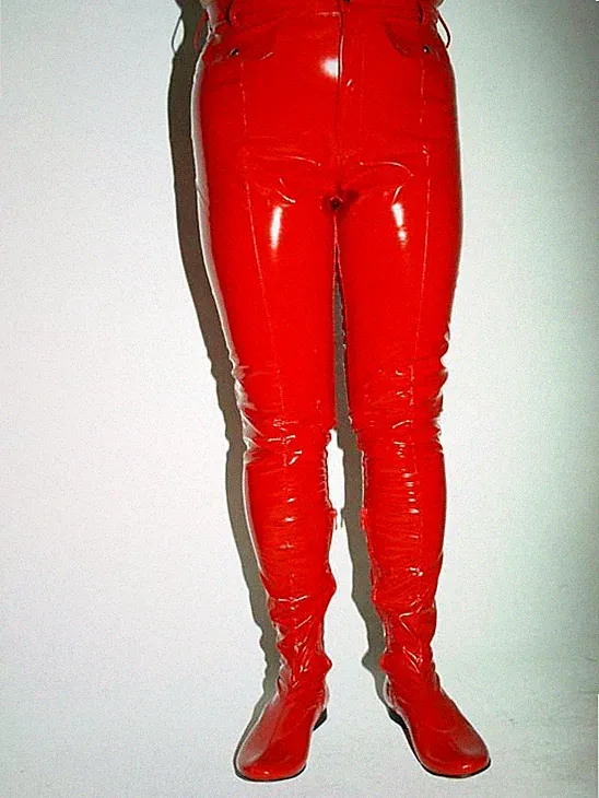 Crotch lack pu Schwarz, rot hose stiefel Gr. 41 - 47 RV, neu, flach