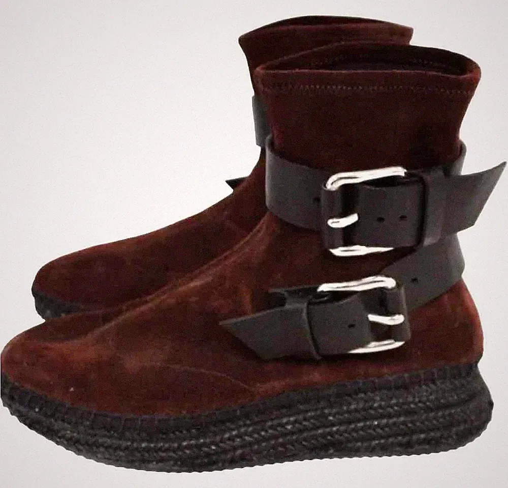 Damen Alexander Wang Burgunder Wildleder Schnallen Stiefel Espadrilles Größe UK 5 EU 38