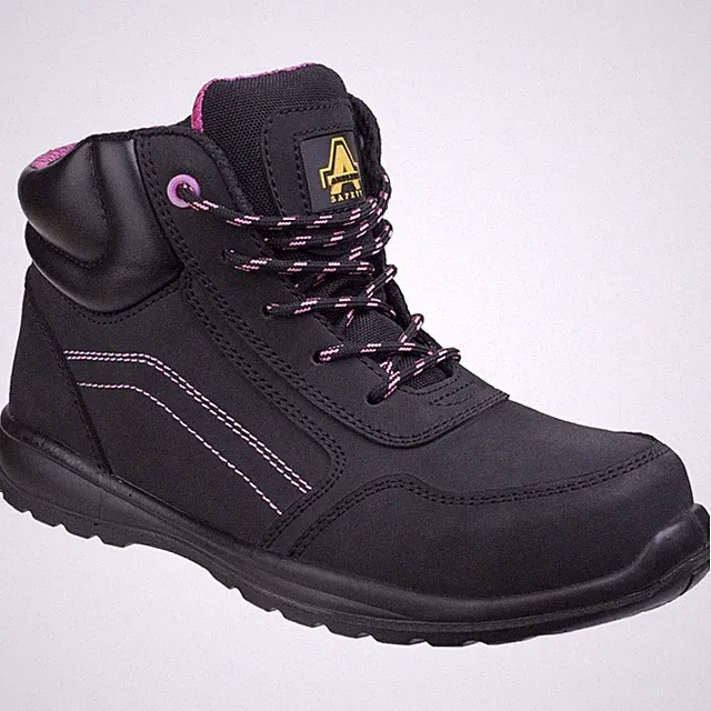 Damen Arbeit Sicherheitsstiefel Amblers AS601 Lydia schwarz Leder metallfrei Damen Reißverschluss