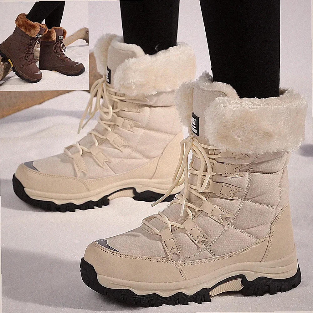 Damen Barfußschuhe Wanderschuhe Trekkinschuhe Winter Warme Bequem Winterstiefel