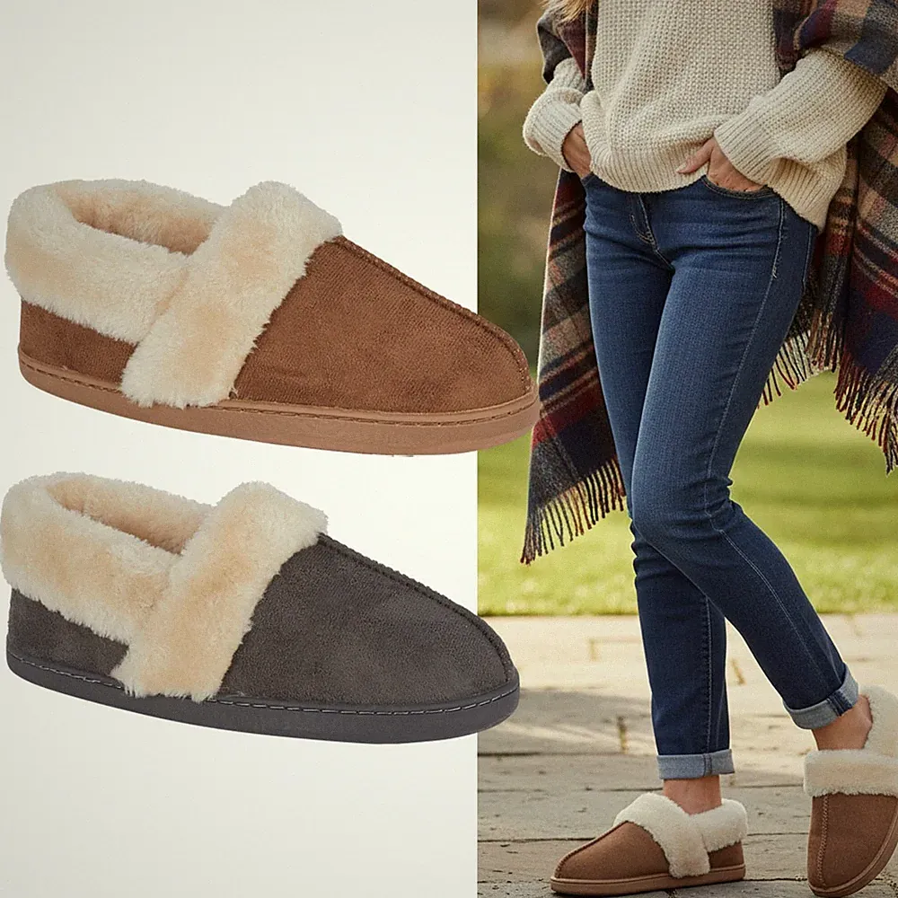 Damen Bootie Hausschuhe Kunstfell Winter Warm Damen Kuschel Kragen Stiefel Schuhe Größe