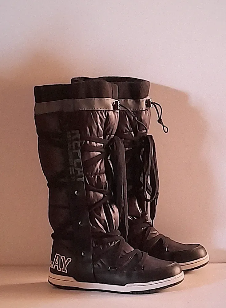 Damen Boots Schneestiefel Replay Gr. 39 Stiefel Winter Schuhe Wasserfest schwarz
