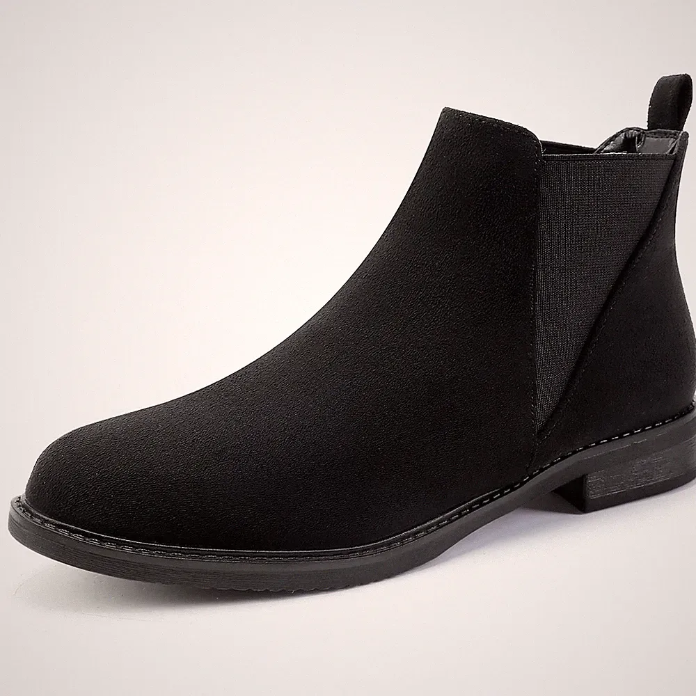 Damen Chelsea Boots Ankle Winterstiefel Stiefeletten Mit Blockabsatz Schwarz...