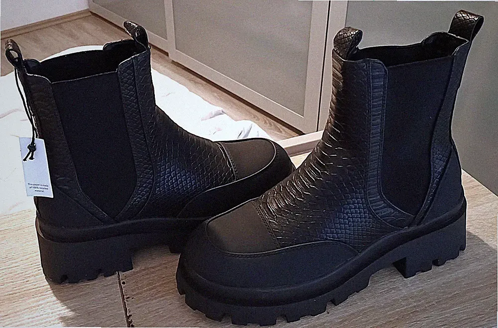 Damen Chelsea Boots odd&even Plateaustiefelette Booties Python Schwarz Gr 37 Neu