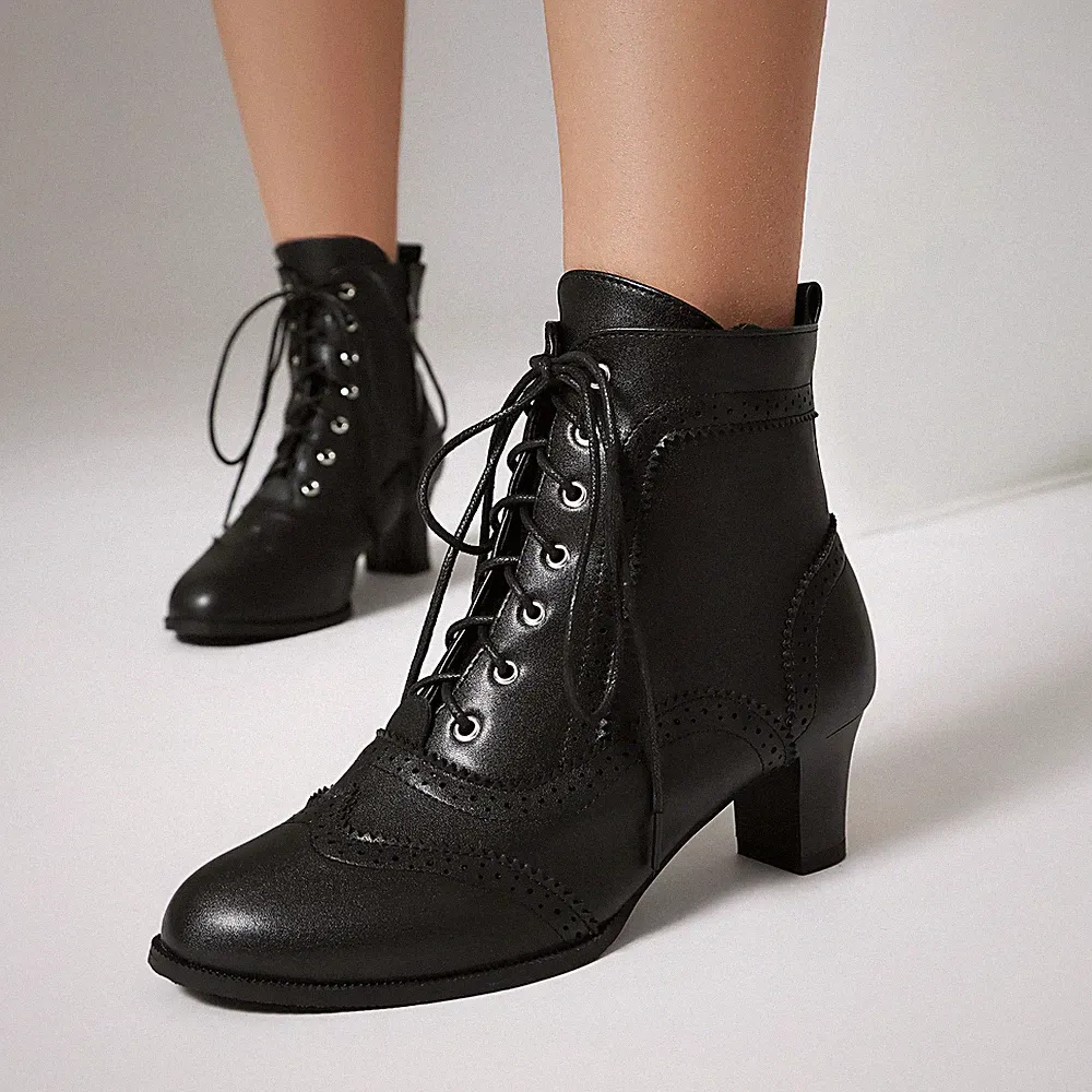 Damen Chelsea Knöchel Stiefel Stiefeletten Schnürung Pump Schuhe Blockabsatz Z50