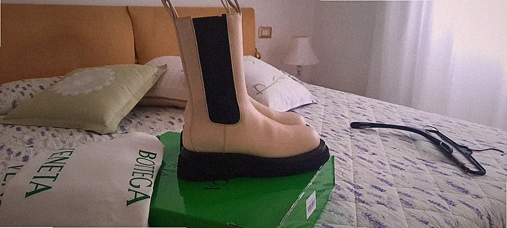 Damen Chelsea Stiefel Lug Bottega Veneta Gr. 40 elfenbeinfarben nur zweimal getragen