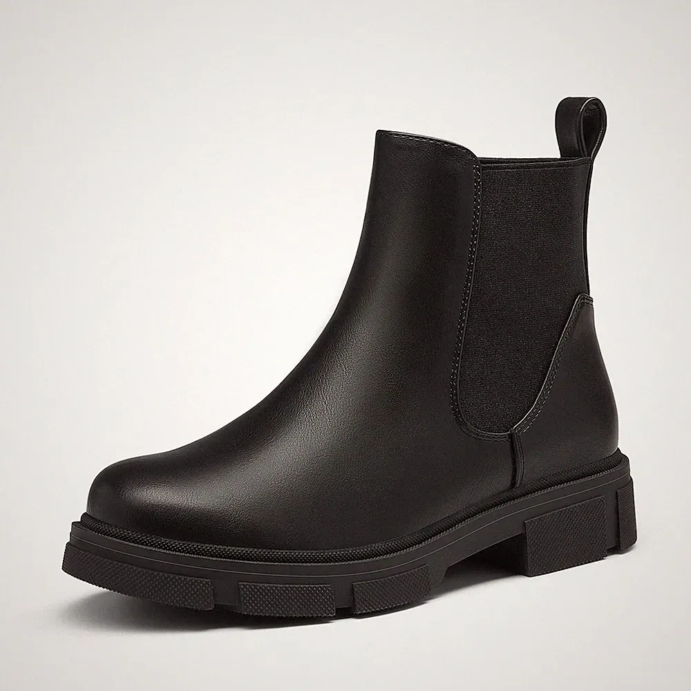 Damen Chelsea Stiefel Stiefeletten Ankle Chelsea Booties SCHWARZ SDAB2205WE G...