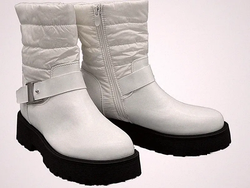 Damen Chelsea Stiefel Winter Boots weiße Schuhe Plateau Stiefelette Gr. 38 #066