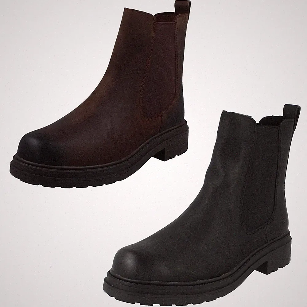 Casual Leder Chelsea Stiefel Pull On Clarks 'Orinoco 3 Top' - D & E Fit