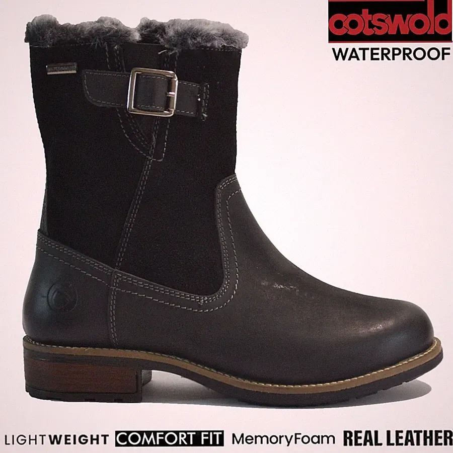 DAMEN COTSWOLD WASSERDICHT LEDER CHELSEA KNÖCHEL BIKER COWBOY FELL STIEFEL SCHUHE