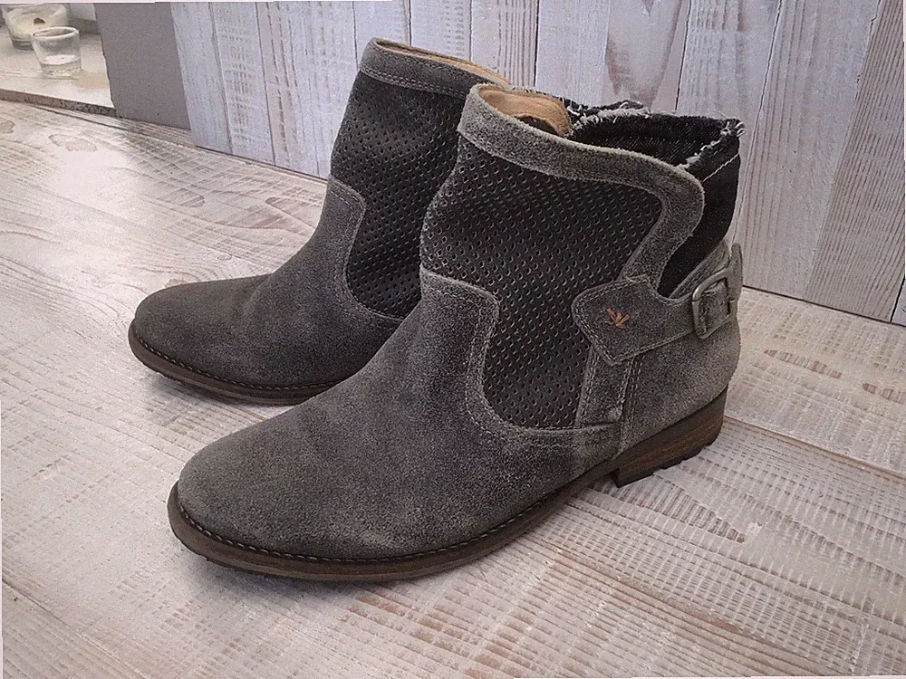 Damen COWBOY STYLE Boots Stiefeletten COOL Leder+ Jeans Materialmix Gr. 42