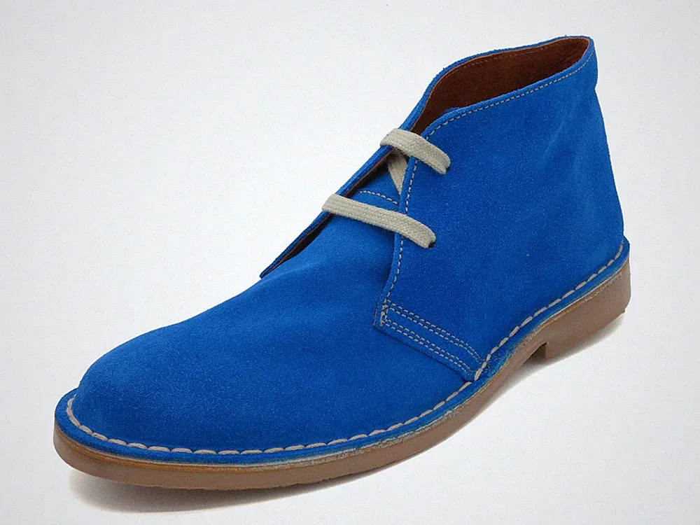 Damen Desert Boots blau Leder Schnürschuhe Chukka Schuhe Wildleder Stiefel NEU