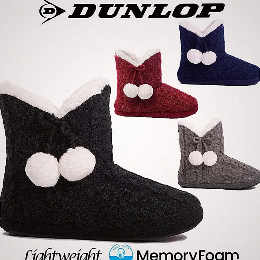 DAMEN DUNLOP MEMORY FOAM HAUSSCHUHE WINTER FELL SLIPPER WARM WINTER BOOTIE GRÖSSE